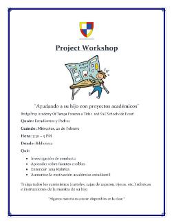 Project Workshop Today!
